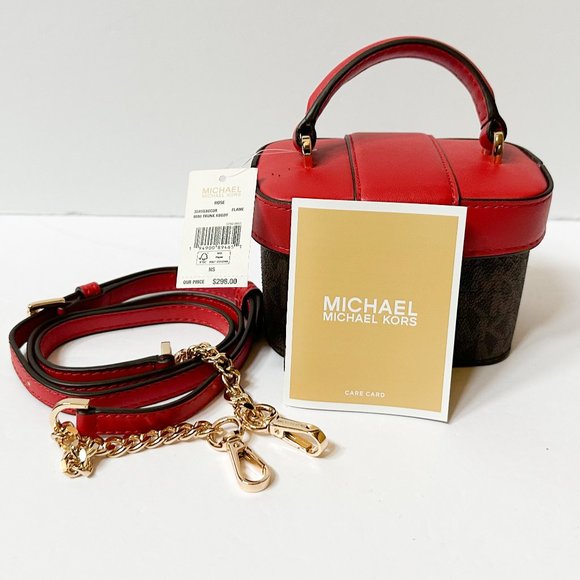 Michael Kors Rose MINI Trunk Crossbody Shoulder Bag MK Brown Red - Picture 10 of 10